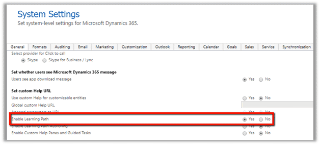 Set Enable Learning Path in Dynamics 365